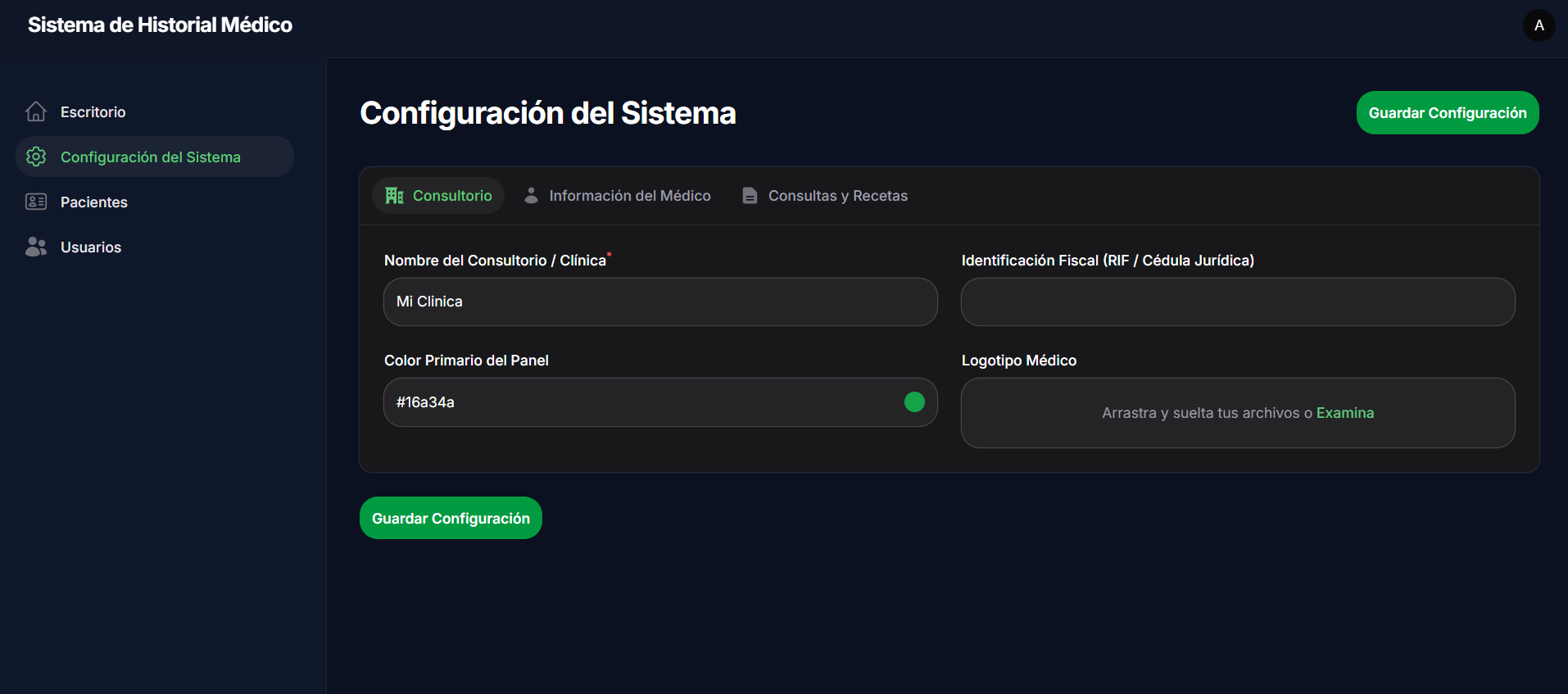 Gestión de historias médicas